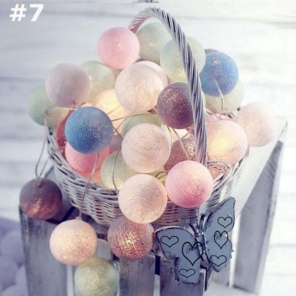 20 LEDs Cotton Ball Globe LED String Fairy Lights Battery USB Home Christmas Wedding Party Decoration