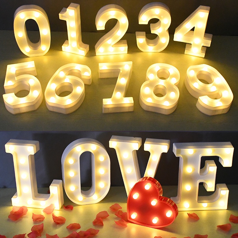 （SG STOCK）EmmAmy 3D LED Light Alphabet Letter Lights Number Night Light Wedding Birthday Valentines Party Decor Lamp