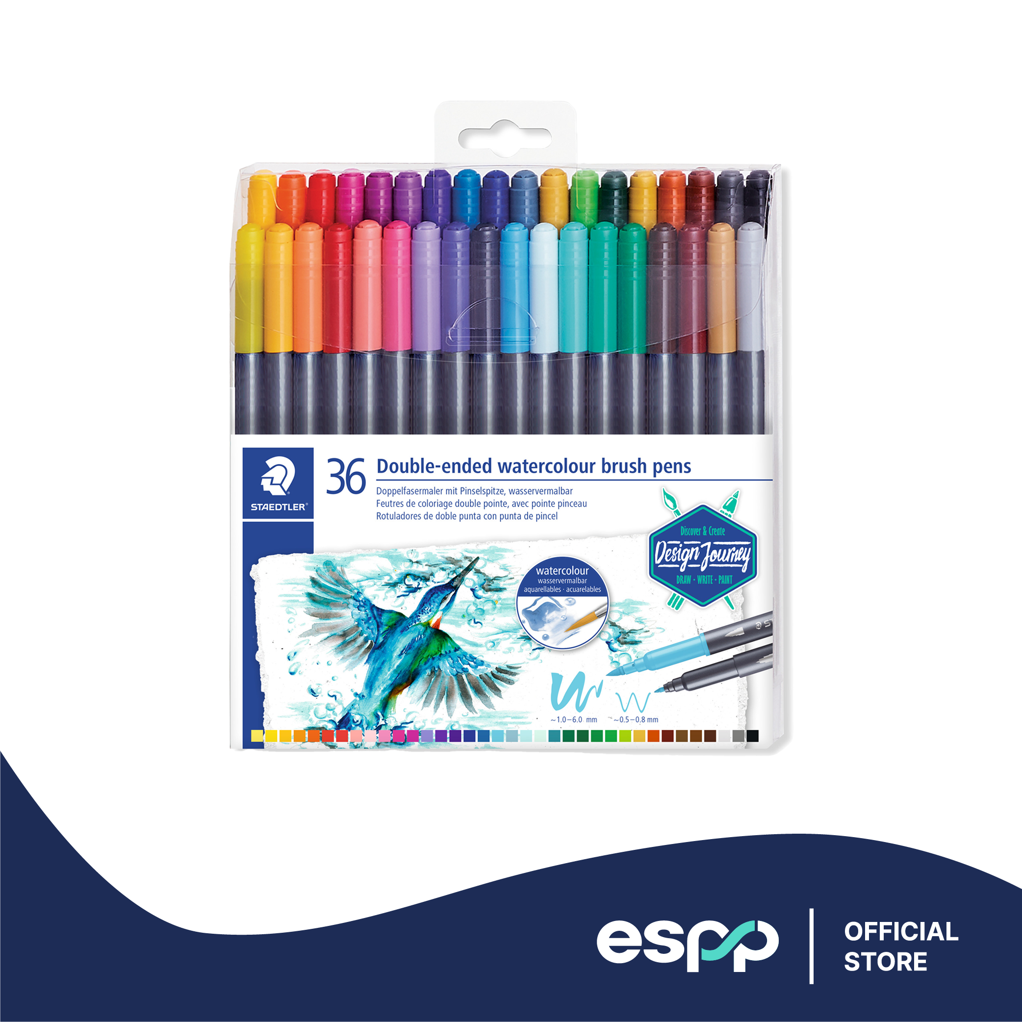 STAEDTLER 3001 Double-ended watercolour brush marker pen (18 colours 36 colours)