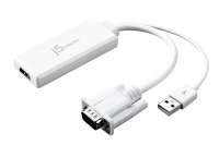 J5CREATE JDA214 VGA To HDMI Video Audio Adapter [Microsoft PC/Laptop/ Projector Monitor Tv USB Power Cable Audio 1080P FHD Extended Mirror Mode CompACt Lightweight]