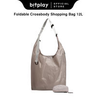 Bitplay Foldable Crossbody Shopping Bag 12L – Lightweight Water-Repellent Ripstop Foldable Tote with Adjustable Strap