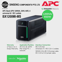 APC Back-UPS 1200VA 230V AVR 2 universal & 1 IEC outlets BX1200MI-MS