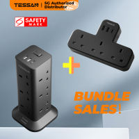 TESSAN SG - SG Safety Mark Multi Plug Socket Extension Cords Tower 8 or 12 Outlets with USB C and USB A  Wall Sockets  Surge Protector