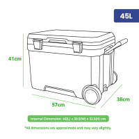 Steve & Leif 45L/70L Insulated Ice Box / Cooler box with Wheels (White)