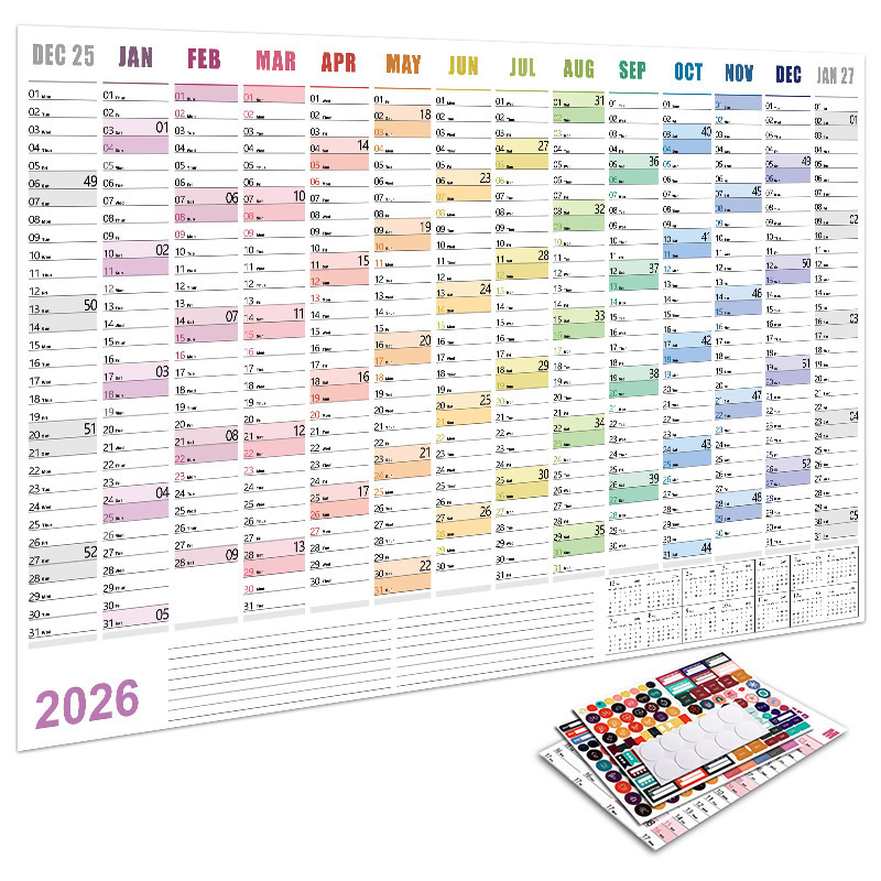 2026 Wall Calendar English Yearly Monthly Planner With Large Blocks Easy To Read Home Office Decor