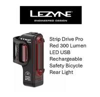 Lezyne Strip Drive Pro Red 300 Lumen LED USB Rechargeable Safety Bicycle Bike Rear Light