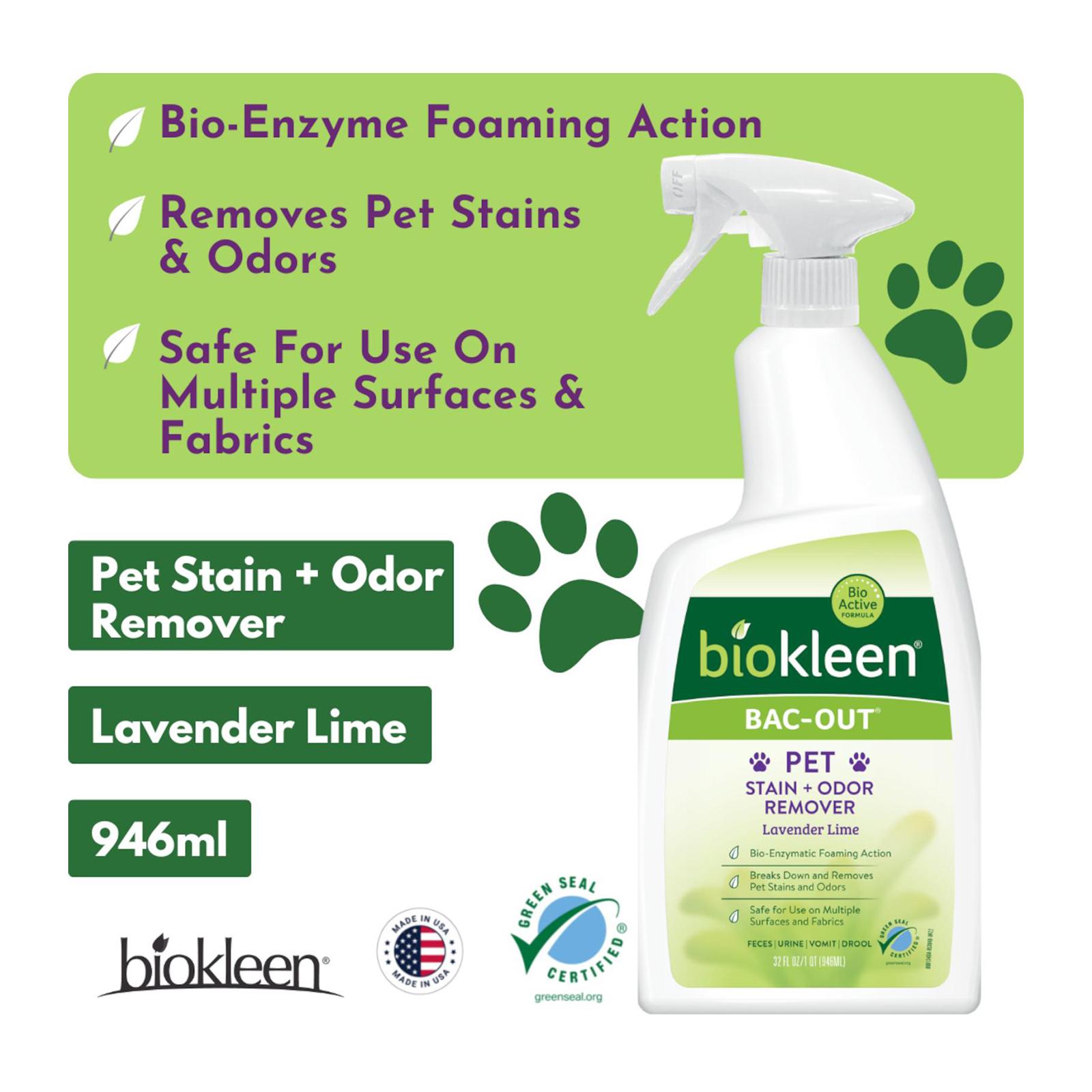 Biokleen Bac-Out Stain Odor Remover 32fl oz Natural Enzymatic Foam- Lime  Essence