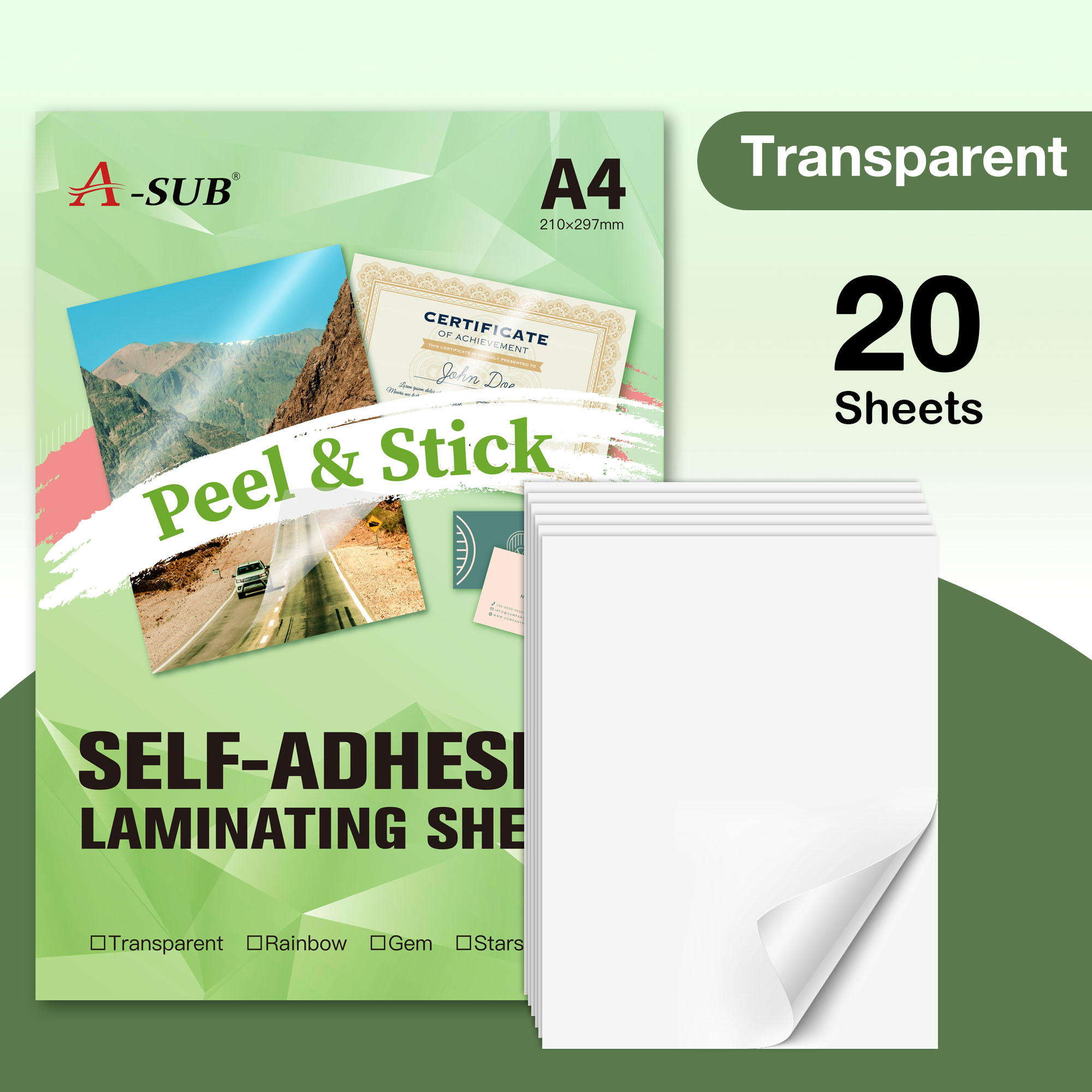 【Cold Laminate Sheet】Cold Laminating Sheet I Self-Adhesive Transparent Laminating Sheet I Holographic Cold Laminating I A4 Size 20sheets I No laminator machine needed