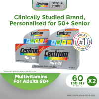 [2 Pack] CENTRUM Silver Multivitamin Supplement For Seniors 50+ Energy Immunity Skin Heart Brain Eyes Bones 60s