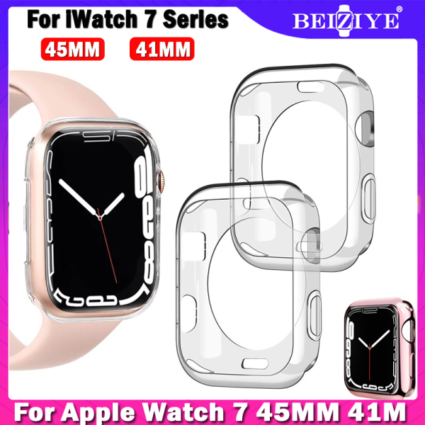 Vỏ bảo vệ đồng hồ đeo tay cho Apple Watch 7 41mm 45mm silicon bảo vệ chống xước Vỏ mềm cho i Watch Series 7 41mm 45mm TPU Half Cover Protector Case
