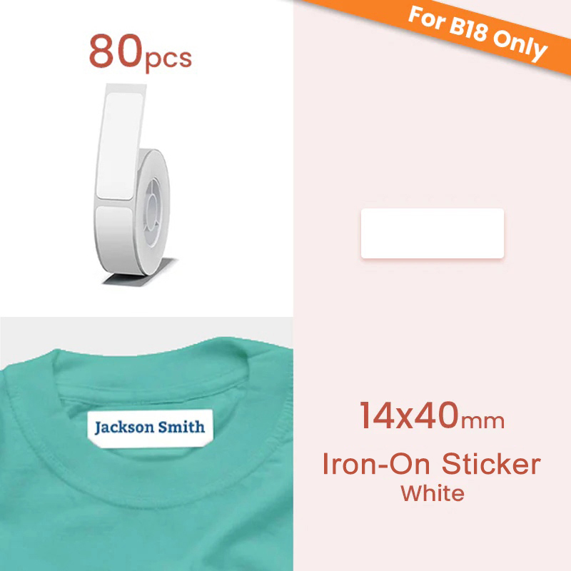NIIMBOT N1 B18 Iron On Name Label On Clothing Refill Paper Tape Roll Waterproof Anti-Oil Scratch-Resistant Sticker