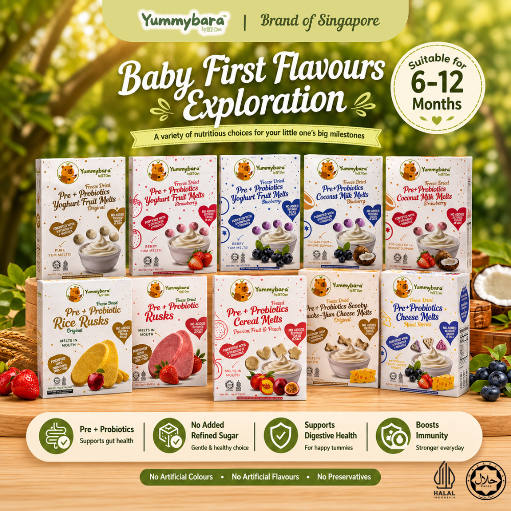 [Bundle] Yummybara Baby First Flavours Exploration 6M+ | Yogurt Melts | Rice Crackers Rusk | Cheese Melts | Cereal Melts (Halal Certified)