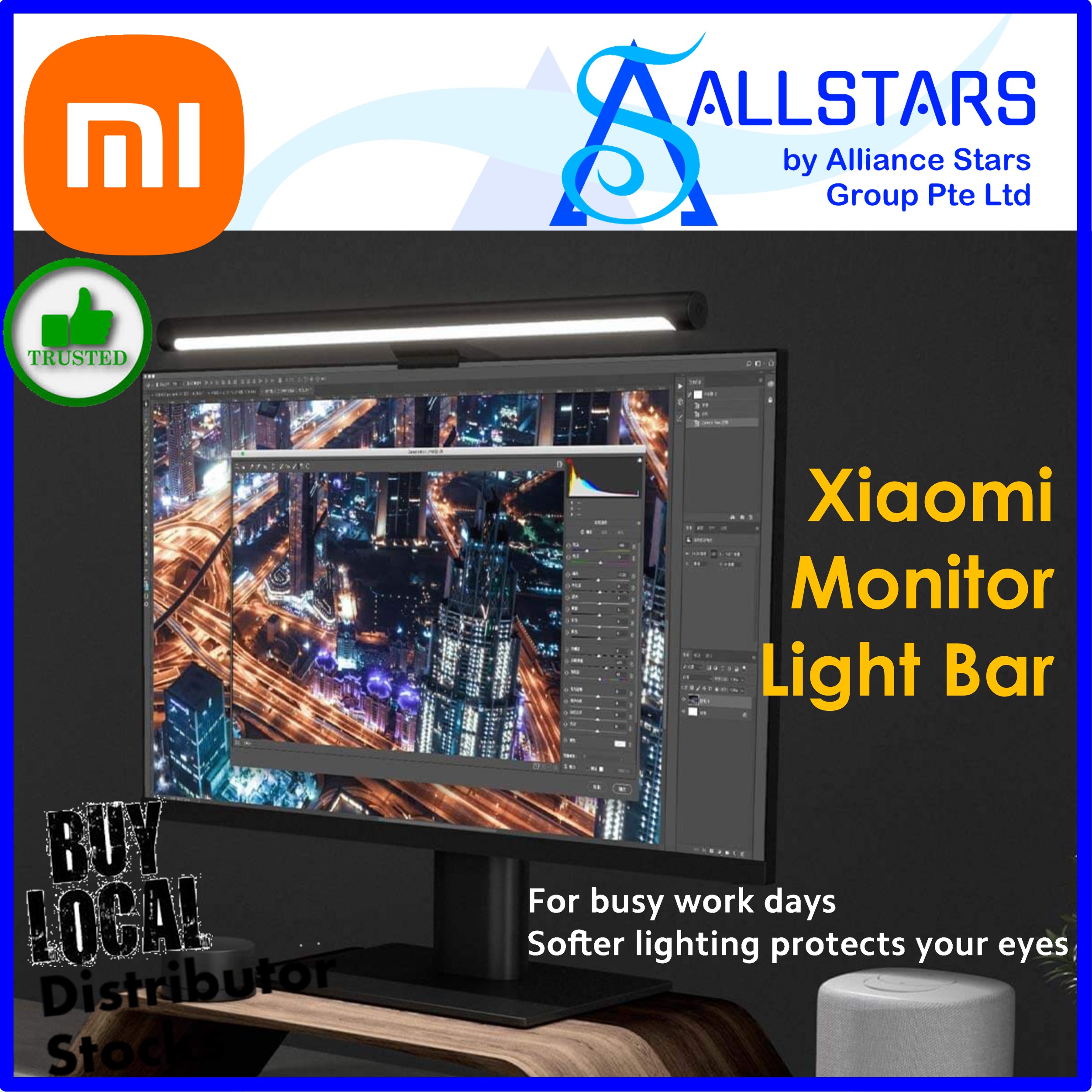 (ALLSTARS: No.1 Shop / Accessories PROMO) Mi Computer Monitor Light Bar / Monitor Light / Monitor Light Bar (MJGJD01YL) (Warranty 1year with Xiaomi Singapore Service Center)