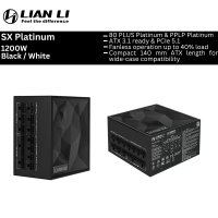 LIAN LI POWER SUPPLY SX1200P 80 PLUS Platinum 1200W FULLY MODULAR ATX 3.1 PCI 5.1 ready psu (BLK WHT) [LL 6021 | LL 6026]
