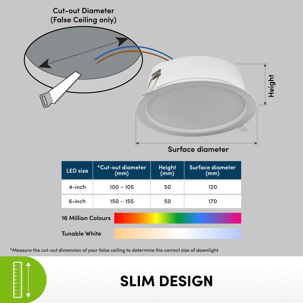 Prolink DS-3607 Smart LED Downlight (4 inch / 6 inch) with tunable white light (ceiling light)