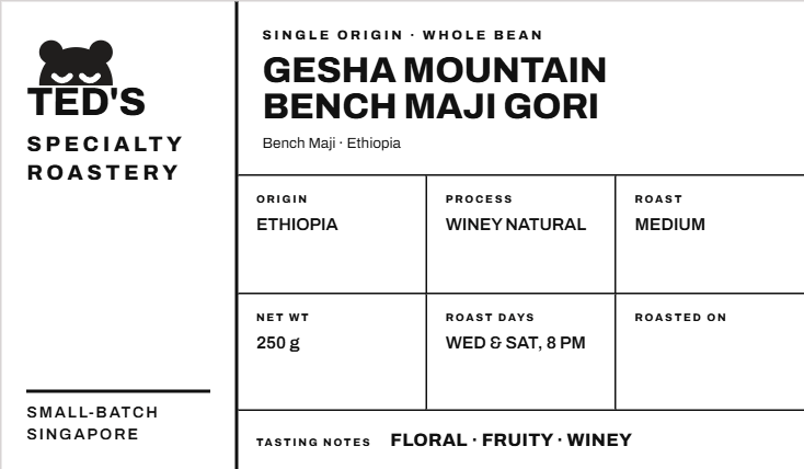 Ethiopia Gesha Mountain Bench Maji Gori Gesha Winey Natural Coffee Beans (Medium