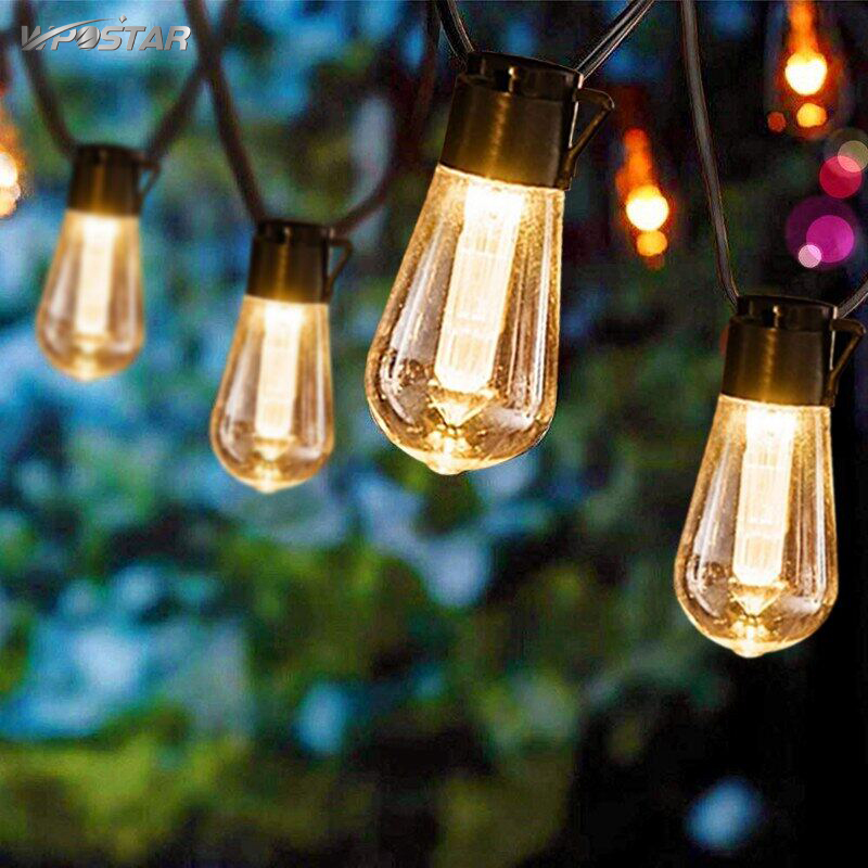 LED Solar String Light Garland Light Bulb Outdoor Waterproof Holiday Wedding Christmas Decor Fairy Lights