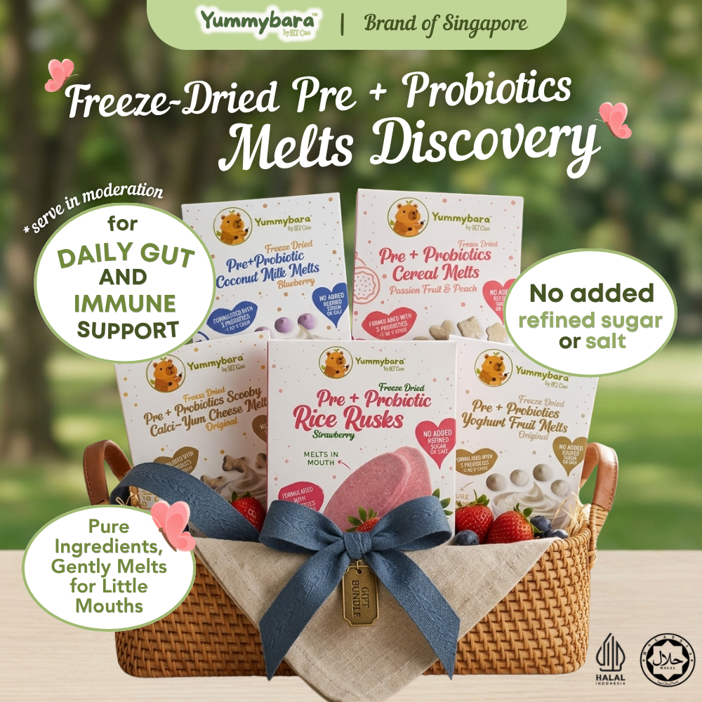 [Bundle] Yummybara Pre + Probiotics Melts Discovery | Yogurt Melts | Rice Rusks | Cereal Melts | Coconut Melts | Cheese Melts (Halal Certified)