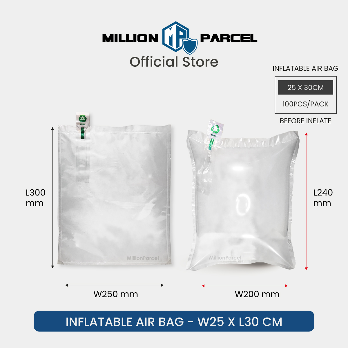 MillionParcel Inflatable Air Bag | Inflatable Air Cushion Bag | Air Pillow Packaging | Void Fill Air Bag | Bubble Wrap Style Protective Packaging