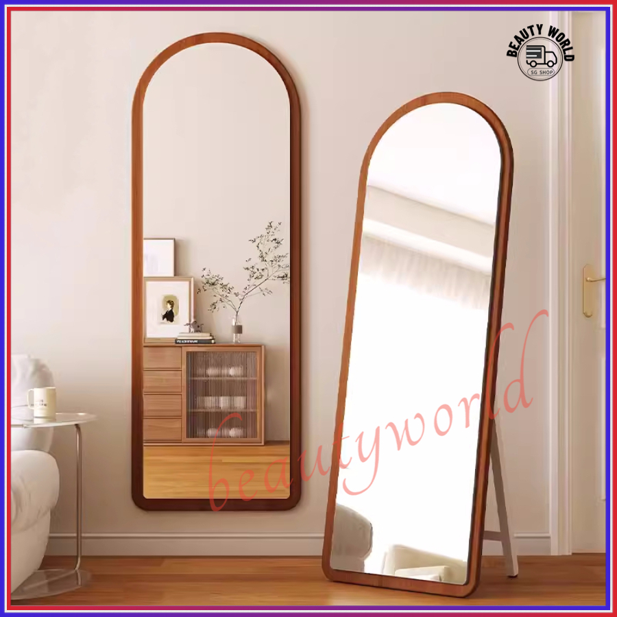 [SG Seller]HD Full-Length Mirror/Floor Mirror/Wood Style Wall Hanging Mirror/Home Japanese style simple Decorative Mirror