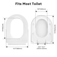 JOMOO Toilet Seat Cover D/U/V shape Universal Silent Slow-Close Thickened Durable Quick-Release Hinges with Grip-Tight Bumpers Toilet Seat Lid