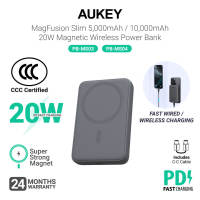 [3C | CCC Certified]Aukey PB-MS03/PB-MS04 Slim Portable Fast Charging 5000mAh/10000mAh Magnetic Wireless Power Bank (24 Months Warranty)