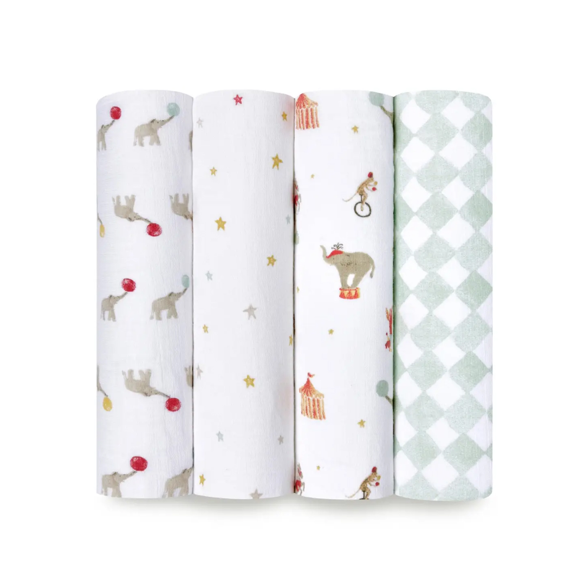 Aden + Anais Essentials Cotton Muslin Swaddle 4 Pack (Assorted Designs)