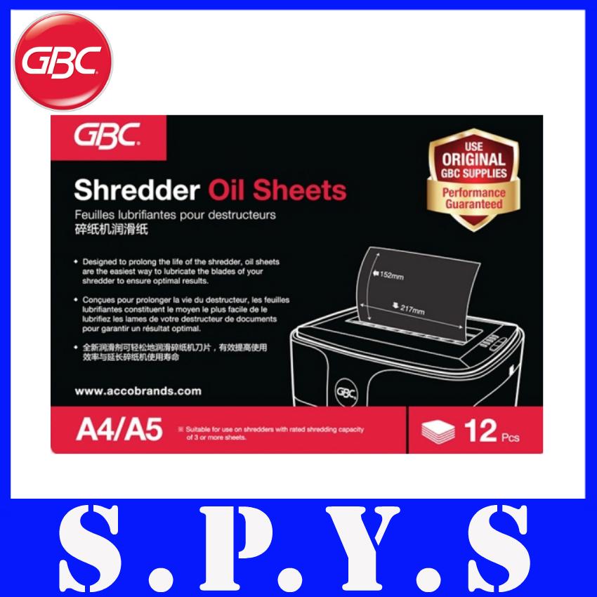 Original GBC Oil Sheets.Fits all GBC A4 sized shredders. Contains 12pcs. Prolongs Shredder Life.
