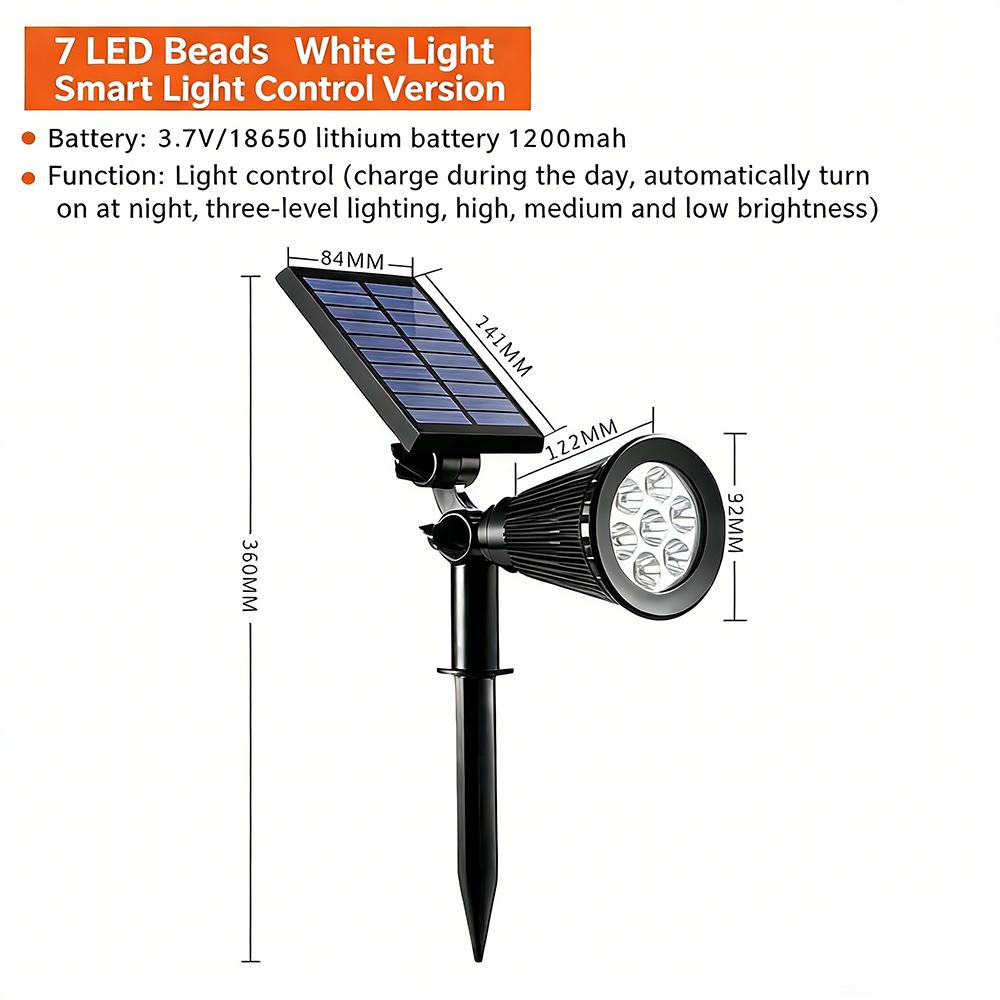 [SG In Stock]Solar Garden Spotlight 7LED Warm White White IP65 Waterproof Outdoor Landscape Light for Garden Yard Pathway