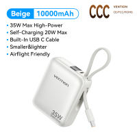[ CCC Certification ] Vention Mini Power Bank 10000mAh 35W Fast Charging 2 Ports Built in Type C Cable with LED Display for iPhone 18 17 16 15 pro max Samsung S24 Ultra S23 Xiaomi Realme Laptop Macbook Small Portable Powerbank