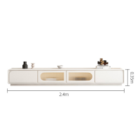 NKOL【per order】Cream-colored solid wood slab coffee table and TV cabinet combination simple living room small apartment round coffee table combination