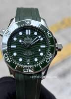 Brand New Omega SeaMaster 300 Green on Rubber Strap 210.32.42.20.10.001