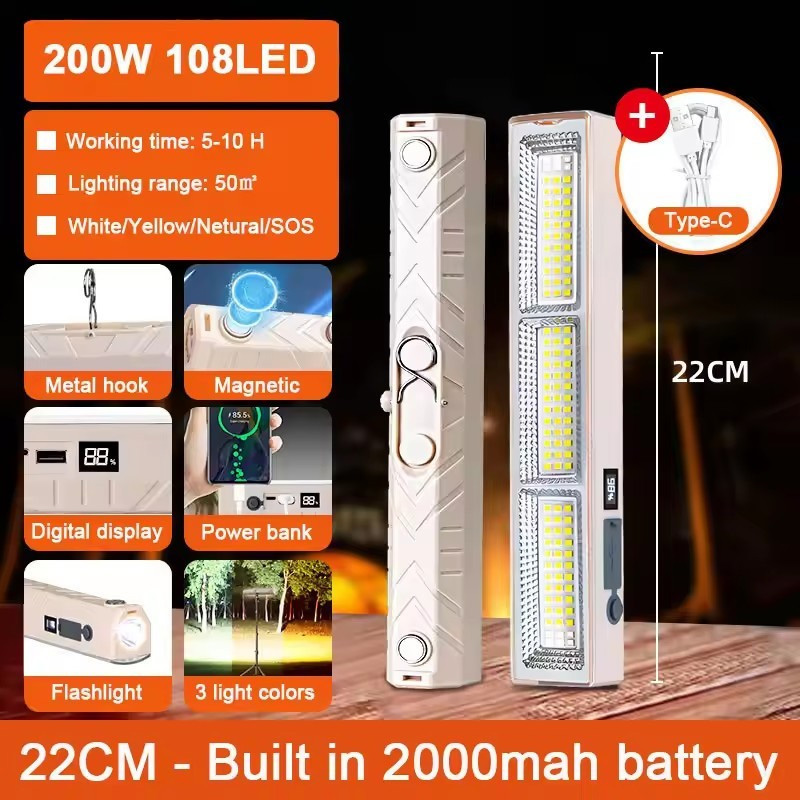 🎉𝐒𝐆 𝐋𝐨𝐜𝐚𝐥🎉Ultra-long Battery Life Camping Light Power Outage Lighting Emergency Lamp Magnetic Light Outdoor Camping Tube