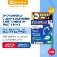 Pearlie White Retainer Clean Fast Cleaning Tablets 36s + FREE Sensitive Extra Soft Toothbrush [Bundle of 3]
