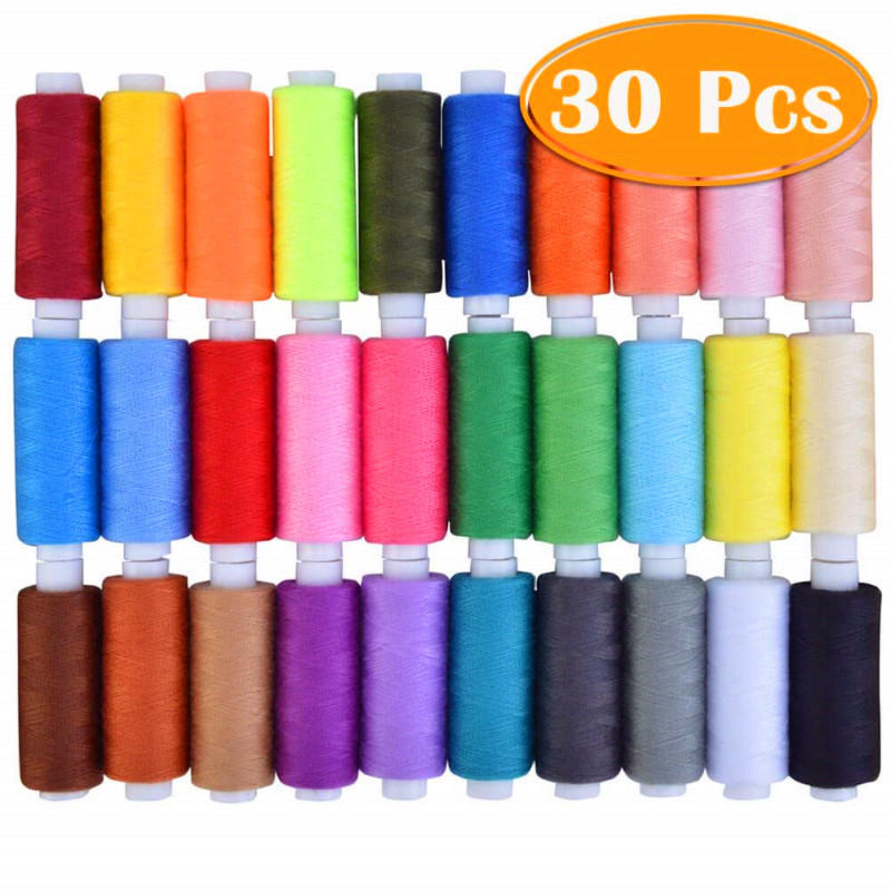 [SG SELLER]30 Pcs/Set Polyester Sewing Threads Set Embroidery Threads for Upholstery Sewing Machine (250 Yards / Roll)