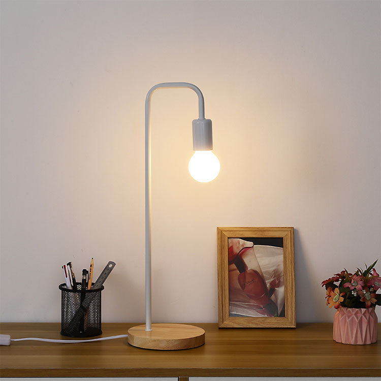 [SG Stock] Vintage Edison Desk Lamp Industrial Dimmable Bedside Lamp with Wood Base Wood Lamp for Nightstand Bedside