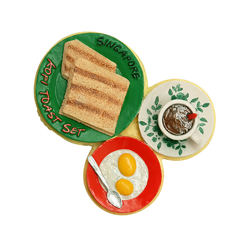 3D Polyresin Fridge Magnet - Kopi Toast Set