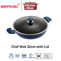 [Korea] Happycall Classic Titanium Chef Wok 32cm and Wok Pan 28cm with Lid / Induction Compatible / Made in Korea