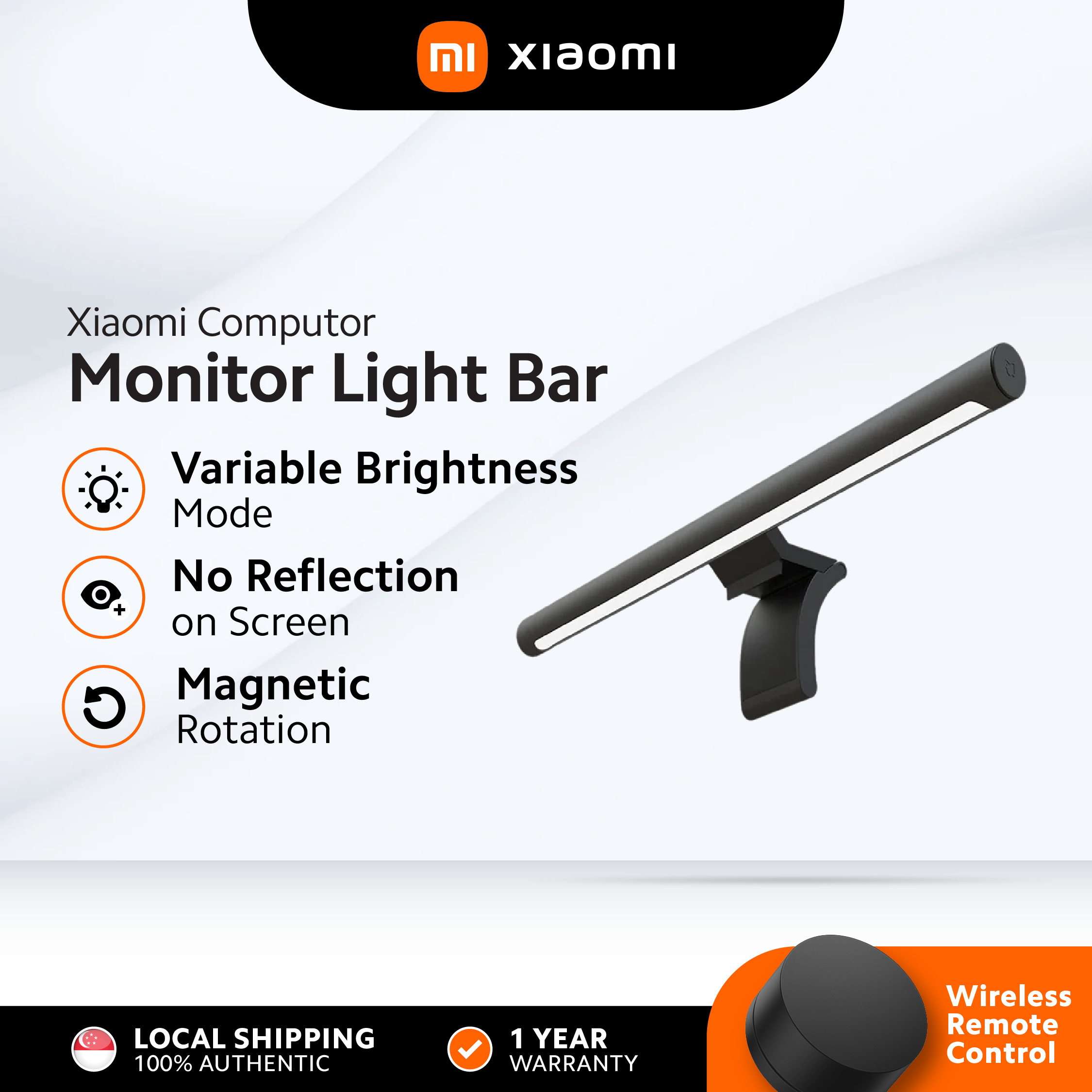 Xiaomi Mi Computer Monitor Light Bar - LED Screen Light with Wireless Remote USB Type-C Adjustable Brightness & Color