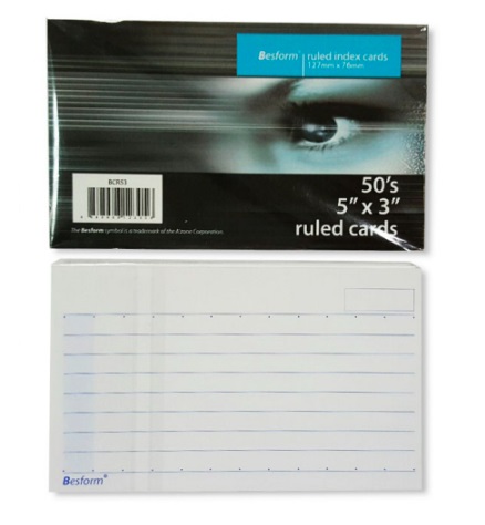 Azone Besform White Ruled Index Cards / Cue Cards | 50 sheets | 230gsm (2 sizes)