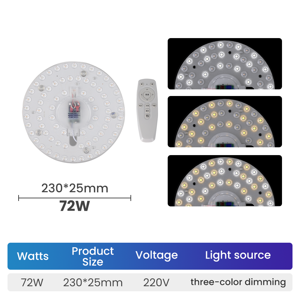 【SG Stock】 3Tone/White Ceiling Light Replacement 72W 48W 36W 24W 18W LED Light Indoor Ceiling Light Source Easy to Replace