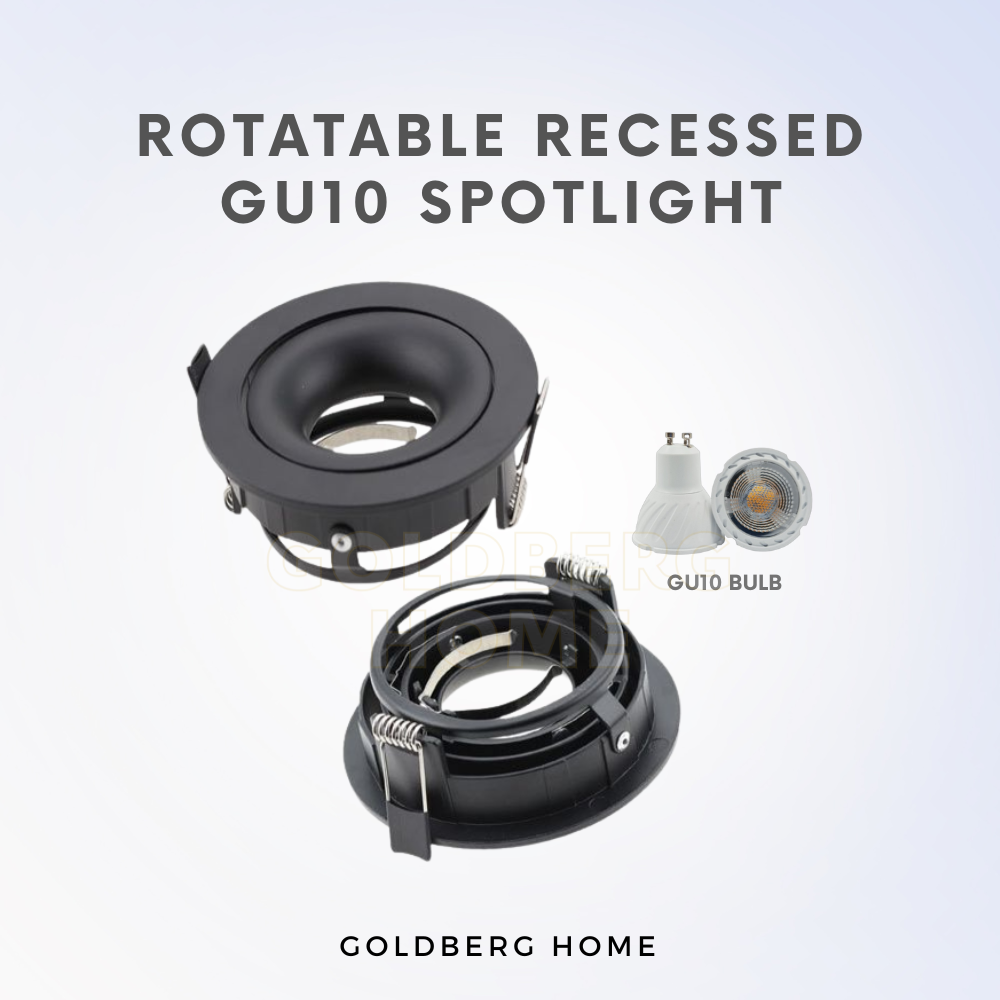 Pasing Rotatable Recessed GU10 Spotlight Downlight (95mm) Round Black White | Goldberg Home