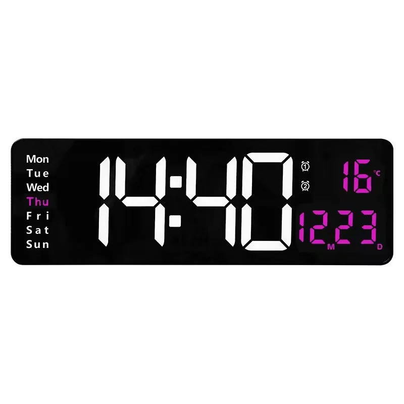 【SG STOCK】13/16inch Large Display LED Digital Wall Clock Remote Control AlarmClock Temperature Date Time Automatic Dimmer