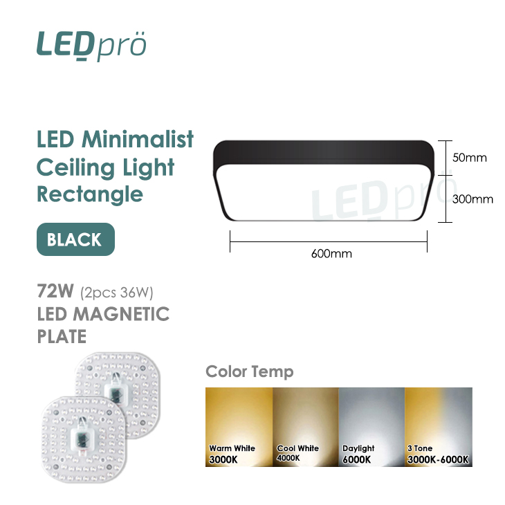 LED PRO LED Ceiling Light 600MM 60W/72W/96W/120W/140W Rectangle Ceiling Light Living Room kitchen Light.