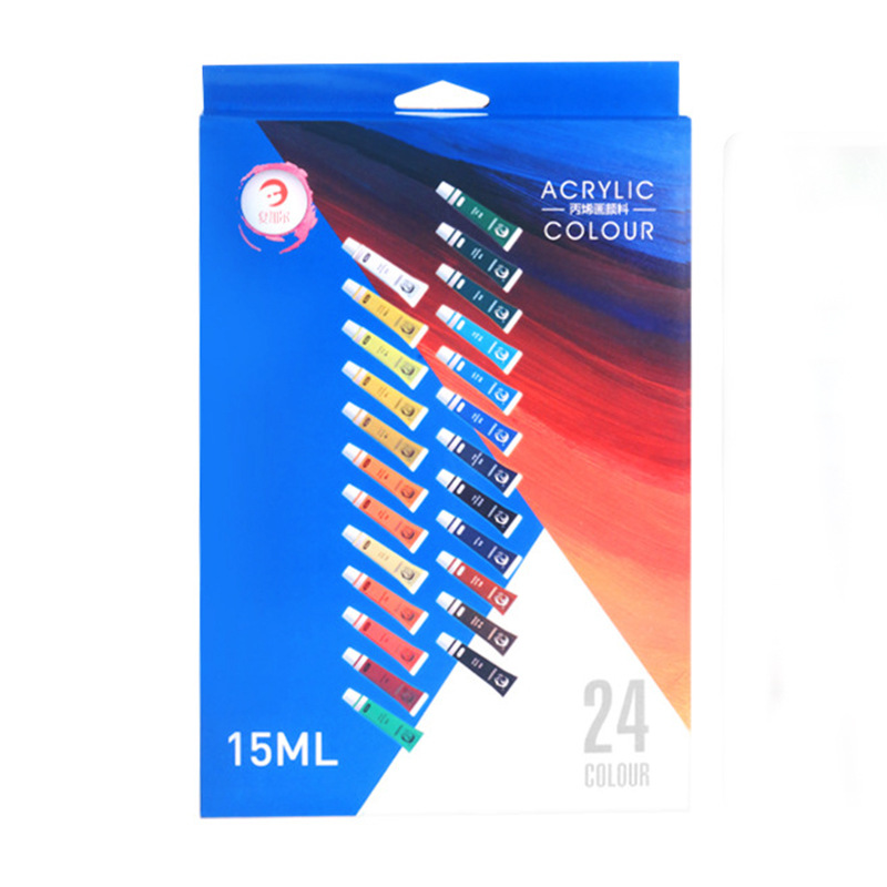 12 24 Colours Acrylic Paint Set 15ML for Fabric Clothing Nail Glass Wall Painting Set Kids Art Kit