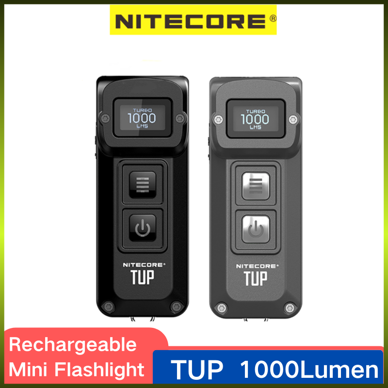 Original nitecore tup led flashlight 1000lumens usb rechargeable utilizes a cree xp-l hd v6 led 5 lighting modes digital screen display high power flashlight revolutionary intelligent pocket light