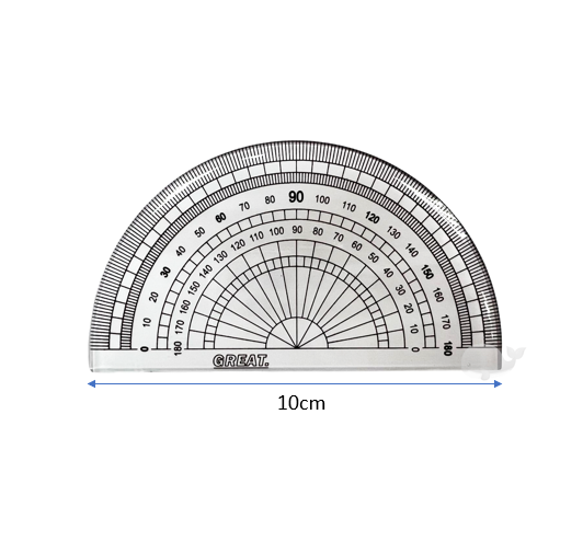 Plastic Protractor 180 degrees Semi/Half-Circle