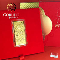 Gorudo Jewellery 999 Pure Gold 0.2g 百福图 / 年年有余 / 祥龙 ( 如意金砖) BaiFu / Fish / Dragon Gold Bar