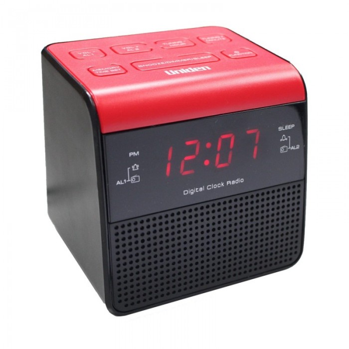 Uniden Digital Alarm Clock Radio with USB Charging Port 20 Preset Stations and Snooze - Home Décor Stationery 1A Power Adapter 1 Year Warranty
