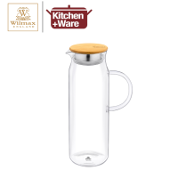 Wilmax Thermo Glass Jug with Bamboo Lid [1000ml/ 1500ml/ 1900ml] / For Hot and Cold Drinks / Heat Resistant Jug / Water Jug / Drinking Jug